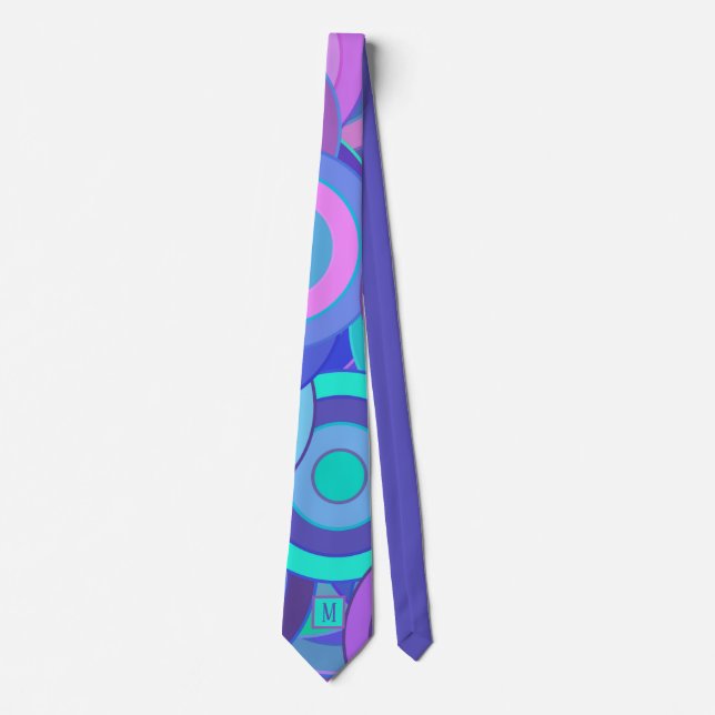 Psychedelic Orchid & Turquoise Monogram Necktie (Front)