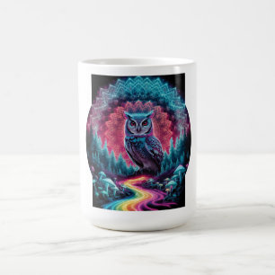 Psychedelic Owl Mandala - Trippy Forest Art Coffee Mug