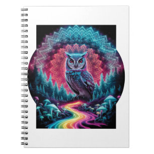 Psychedelic Owl Mandala - Trippy Forest Art Notebook