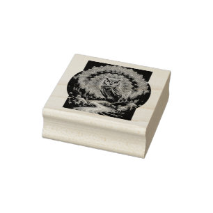 Psychedelic Owl Mandala - Trippy Forest Art Rubber Stamp