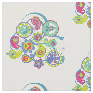 Psychedelic Paisley Peace Bouquet Fabric