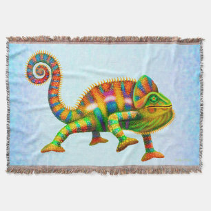 Psychedelic Panther Chameleon Throw