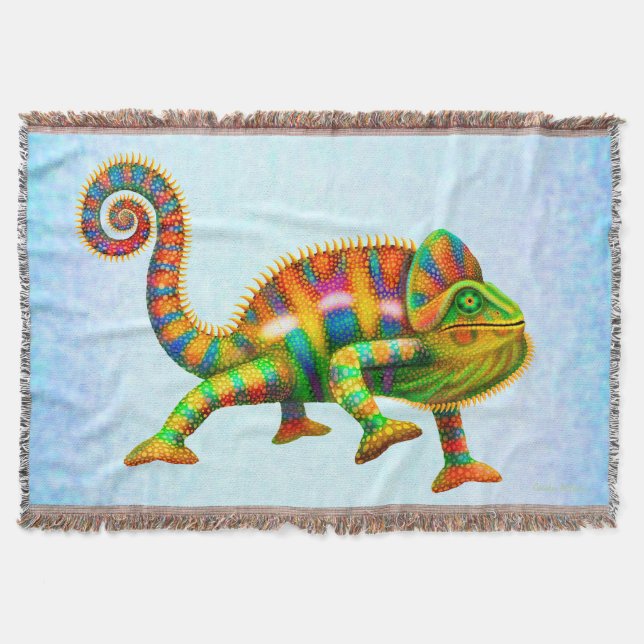 Psychedelic Panther Chameleon Throw (Front)