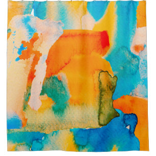 Psychedelic Paper. Classic Blue and Lush Lava Red Shower Curtain