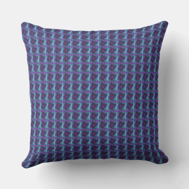 Psychedelic Patchwork Teal Purple Aubergine 3 Cushion (Back)