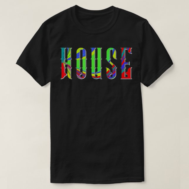 Psychedelic Pattern House Music Electronic Techno  T-Shirt (Design Front)