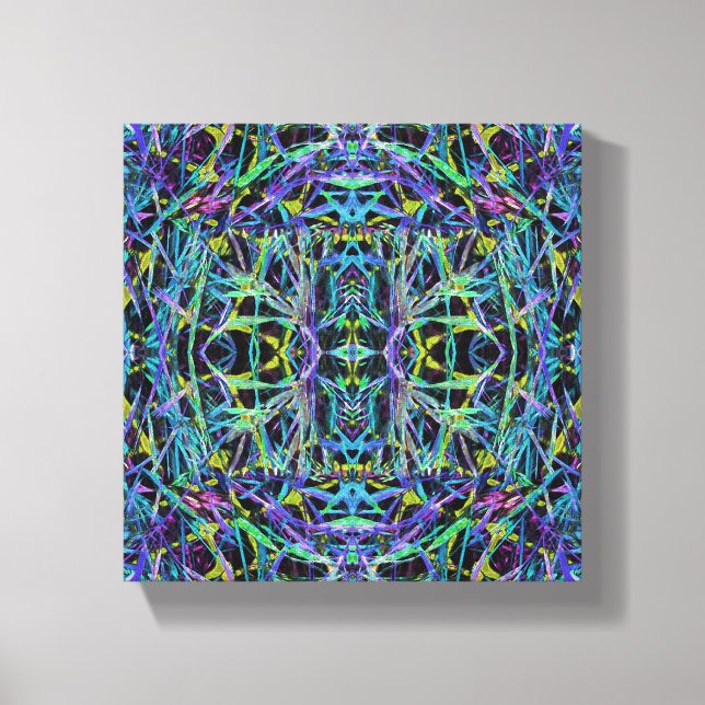 Psychedelic Pattern in Green, Purple and Black Canvas Print (Front)