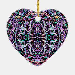 Psychedelic Pattern in Pink Ceramic Tree Decoration