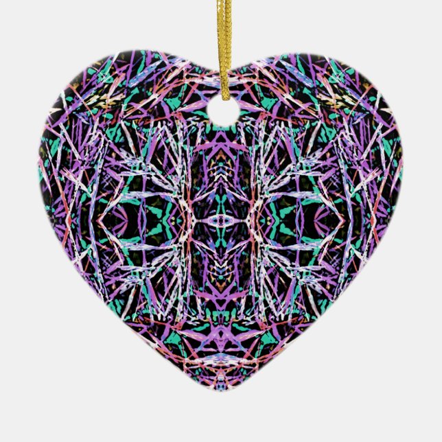 Psychedelic Pattern in Pink Ceramic Tree Decoration (Front)
