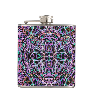 Psychedelic Pattern in Pink Hip Flask