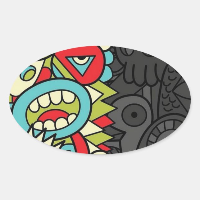 Psychedelic Patterns Oval Sticker (Front)