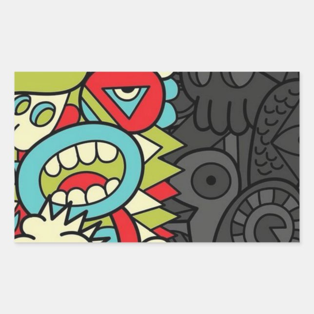 Psychedelic Patterns Rectangular Sticker (Front)