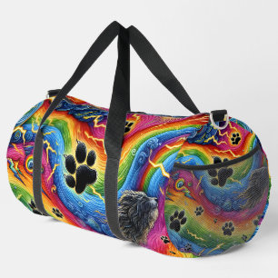 Psychedelic Paw Print Pet Adventure Duffle Bag