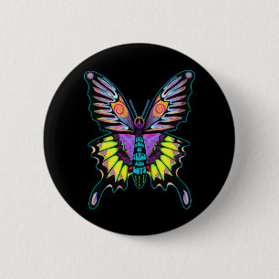 Psychedelic Peace Butterfly 6 Cm Round Badge