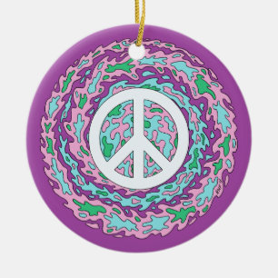 Psychedelic Peace Ceramic Tree Decoration