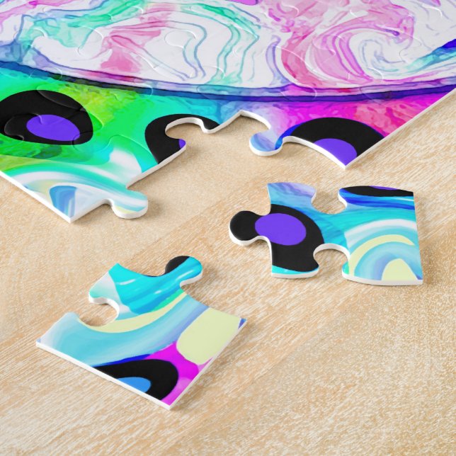 Psychedelic Peace Sign Abstract Jigsaw Puzzle (Side)