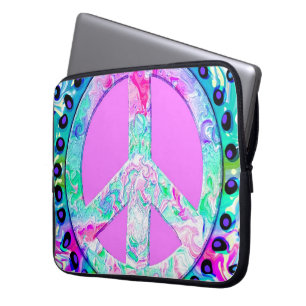 Psychedelic Peace Sign Abstract Laptop Sleeve