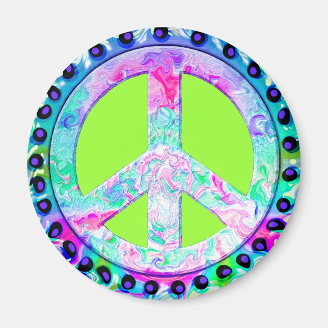 Psychedelic Peace Sign Abstract Magnet (Front)