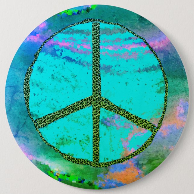 Psychedelic Peace Sign Colossal Button (Front)