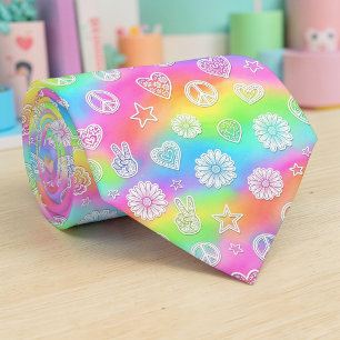 Psychedelic Peace Sign Custom Necktie Tie