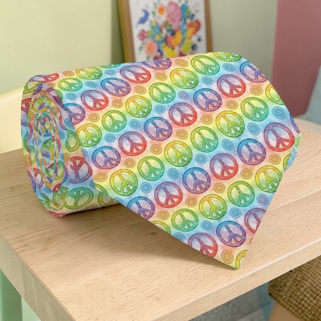 Psychedelic Peace Sign Custom Necktie Tie (Creator Uploaded)