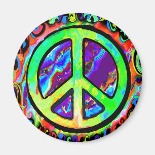 Psychedelic Peace Sign Magnet