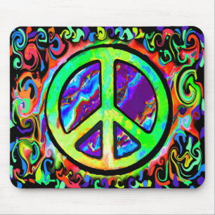 Psychedelic Peace Sign Mouse Mat
