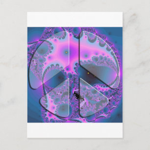 psychedelic peace sign postcard