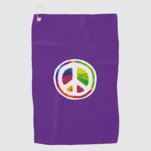 Psychedelic peace sign symbol golf towel