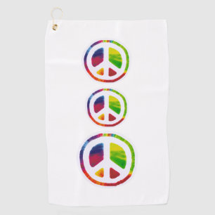 Psychedelic peace signs symbols golf towel
