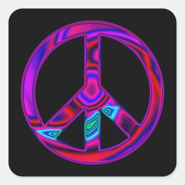 Psychedelic Peace Square Sticker (Front)