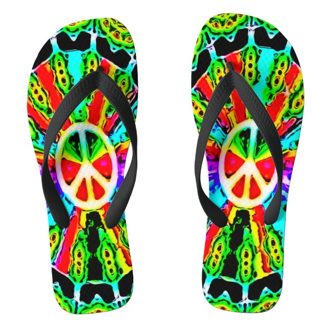 Psychedelic Peace Wheel Sandals (Footbed)