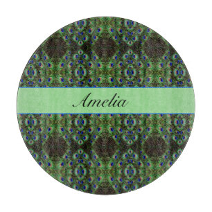 psychedelic peacock customisable cutting board