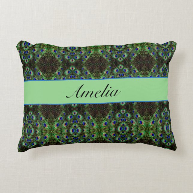 psychedelic peacock customisable decorative cushion (Front)