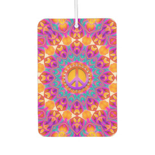 Psychedelic Pink Orange Mandala Peace Symbol Car Air Freshener