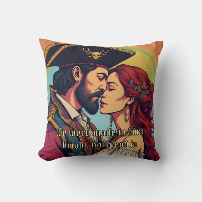Psychedelic Pirate Couple  – Bold Romance Cushion (Front)