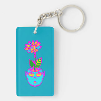 Psychedelic Pixel Art POT HEAD Acrylic Keychain