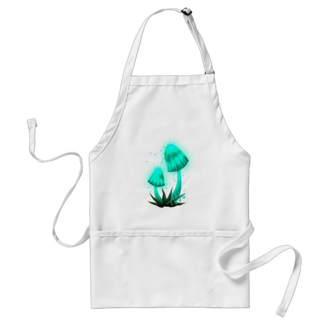 Psychedelic Pixie Cap Glowing Cyan Mushroom Standard Apron (Front)