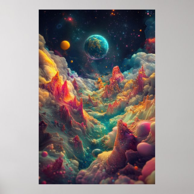 Psychedelic Planets from an Alien Landscape Poster (Front)