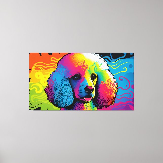 Psychedelic Poodle Dog Design Canvas Print (Front)