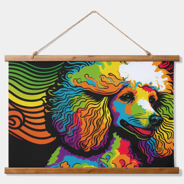 Psychedelic Poodle Dog Design Hanging Tapestry (Front)
