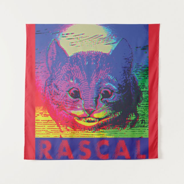 Psychedelic Pop Art Cheshire Cat Rascal Alice In W Tapestry (Front)