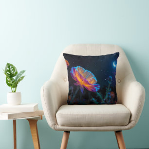 Psychedelic Poppy in Moonlight Cushion