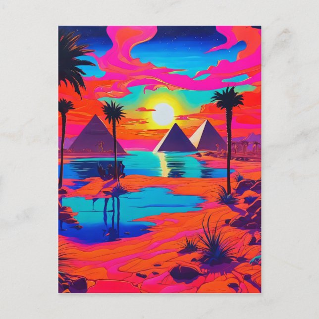 Psychedelic Poster Art Egyptian Landscape  Postcard (Front)