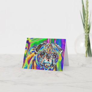 Psychedelic Pug #4 Blank Note Card