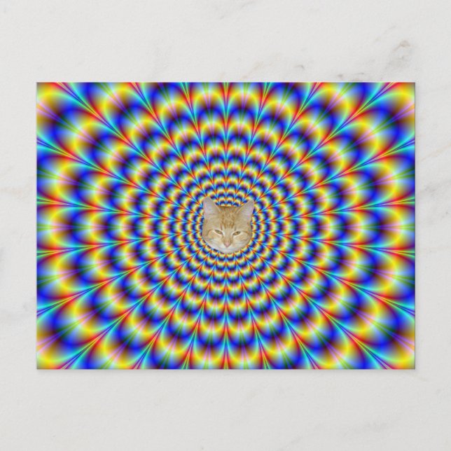 Psychedelic Pulse in Blue and Yellow Post Card (Front)