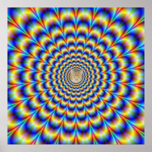 Psychedelic Pulse in Blue and Yellow Poster