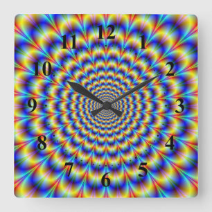 Psychedelic Pulse in Blue and Yellow Wall Clock