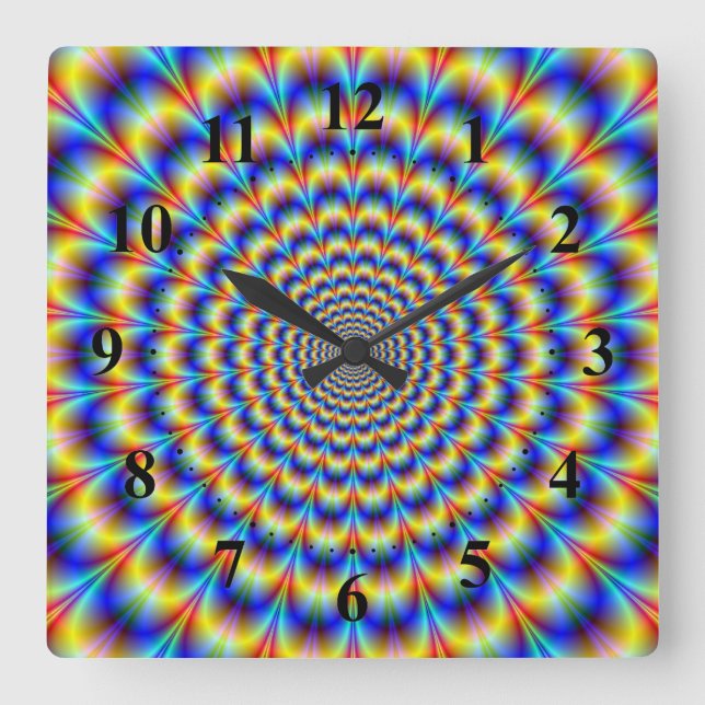 Psychedelic Pulse in Blue and Yellow  Wall Clock (Front)