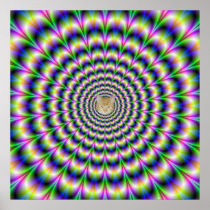 Psychedelic Pulse in Purple and Green  Poster